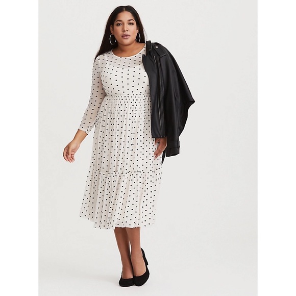 torrid Dresses & Skirts - Ivory Polka Dot Mesh Midi Dress